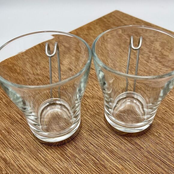 Vitrosax Italy Clear Glass Stainless Steel Removable Handle Expresso Mug Set - Picture 7 of 16